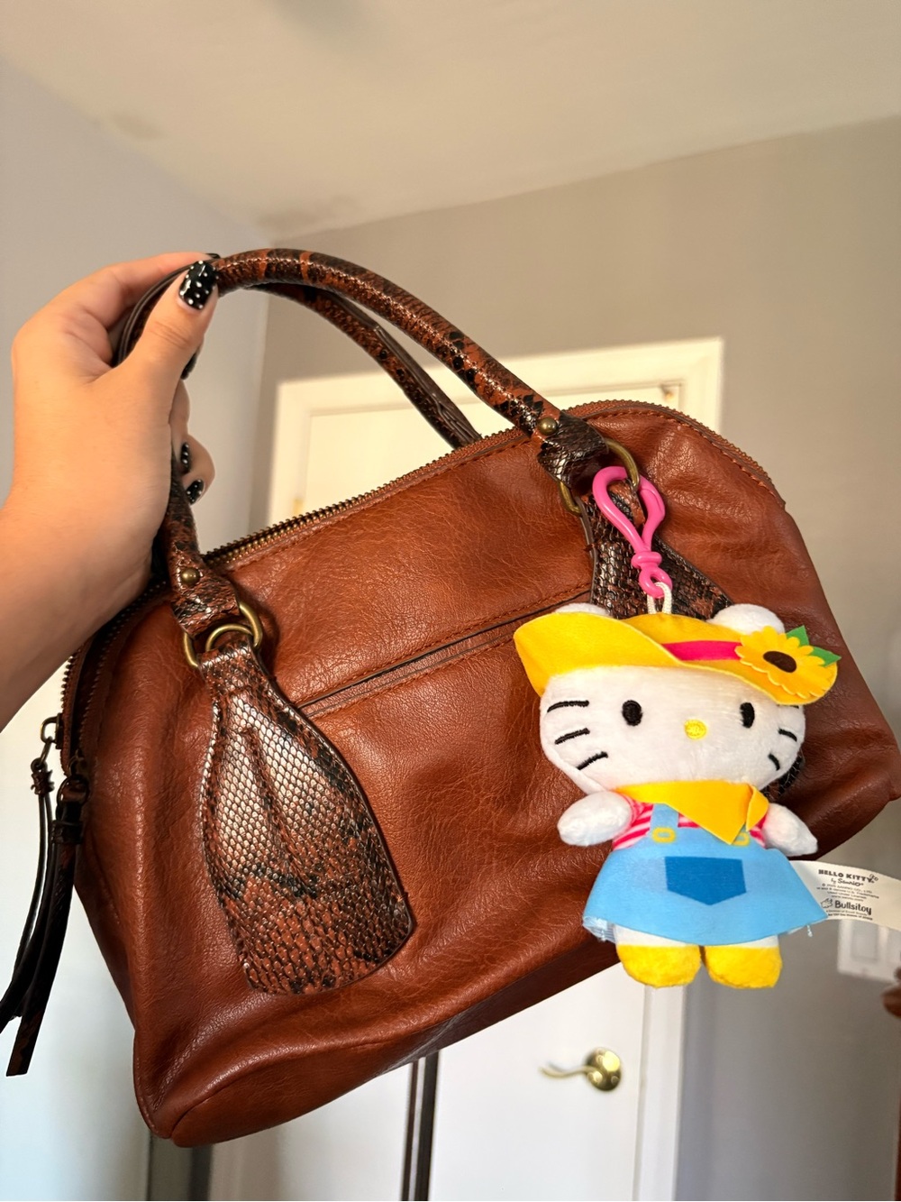 Brown Leather Women's Satchel Bag with Removable Shoulder Strap *CHARM INCLUDED*